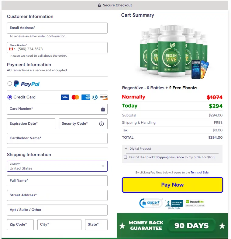 RegenVive Checkout
